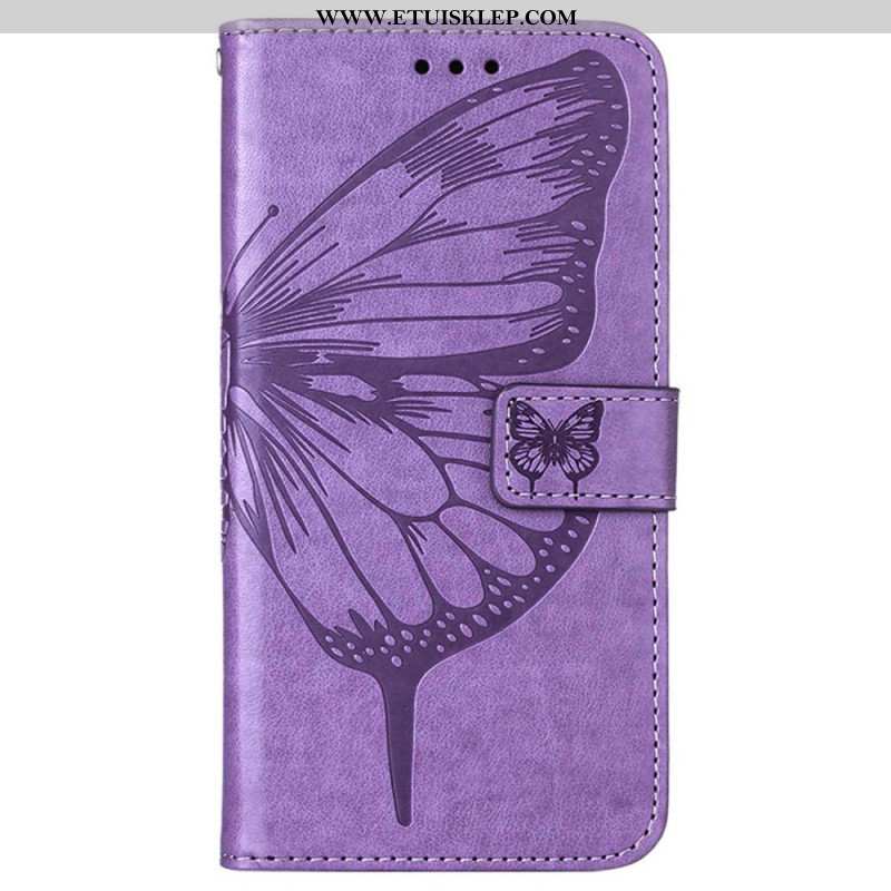 Etui Folio do Oppo Reno 8 Pro z Łańcuch Barokowy Motyl Z Paskami